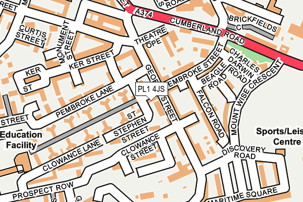 PL1 4JS map - OS OpenMap – Local (Ordnance Survey)