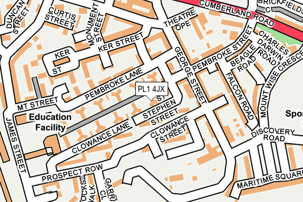 PL1 4JX map - OS OpenMap – Local (Ordnance Survey)