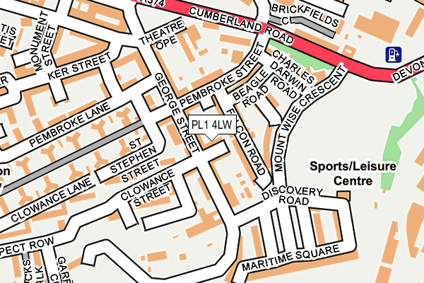 PL1 4LW map - OS OpenMap – Local (Ordnance Survey)