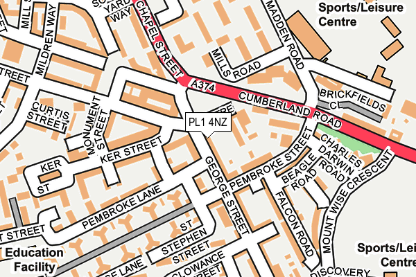 PL1 4NZ map - OS OpenMap – Local (Ordnance Survey)