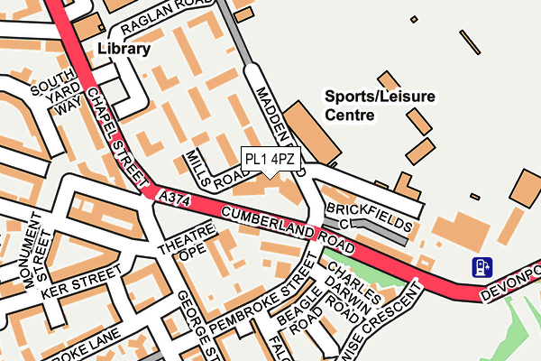 PL1 4PZ map - OS OpenMap – Local (Ordnance Survey)