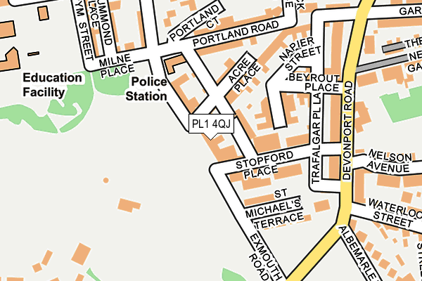 PL1 4QJ map - OS OpenMap – Local (Ordnance Survey)