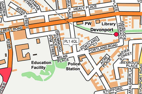 PL1 4QL map - OS OpenMap – Local (Ordnance Survey)