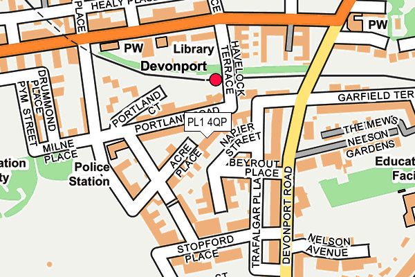 PL1 4QP map - OS OpenMap – Local (Ordnance Survey)