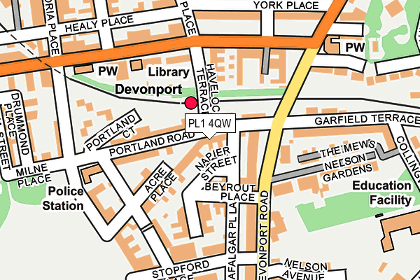 PL1 4QW map - OS OpenMap – Local (Ordnance Survey)