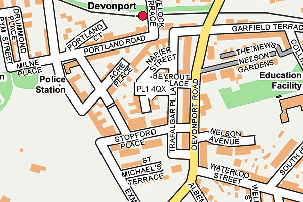 PL1 4QX map - OS OpenMap – Local (Ordnance Survey)