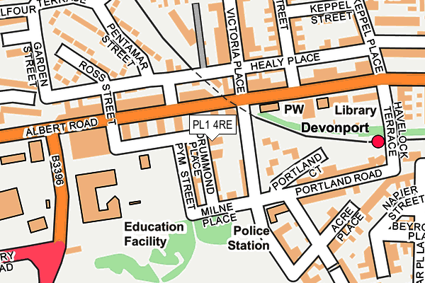 PL1 4RE map - OS OpenMap – Local (Ordnance Survey)