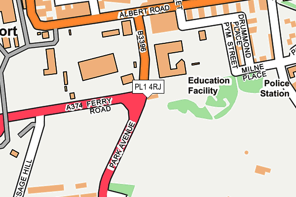 PL1 4RJ map - OS OpenMap – Local (Ordnance Survey)