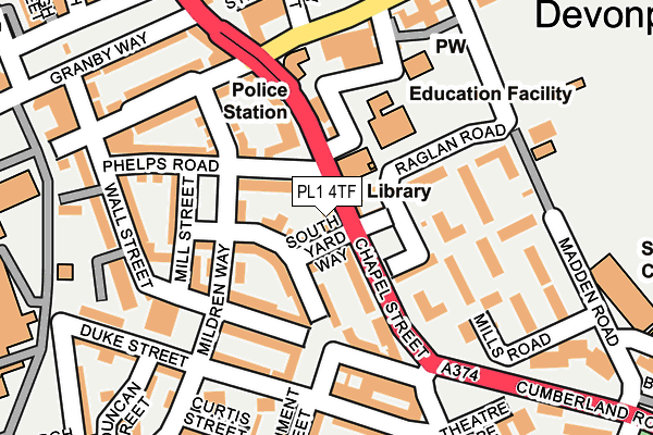 PL1 4TF map - OS OpenMap – Local (Ordnance Survey)