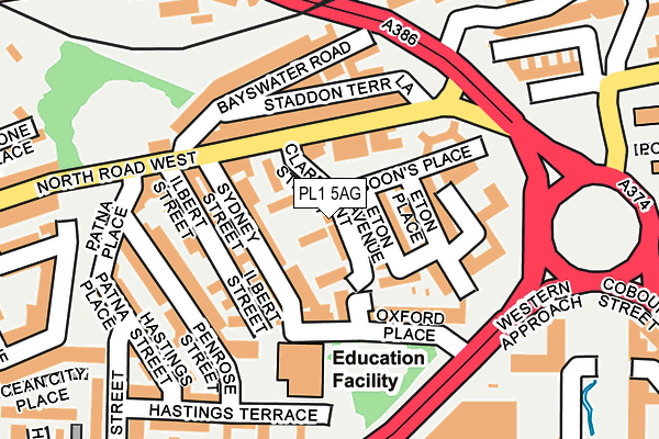 PL1 5AG map - OS OpenMap – Local (Ordnance Survey)
