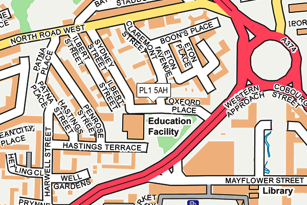 PL1 5AH map - OS OpenMap – Local (Ordnance Survey)