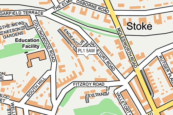 PL1 5AW map - OS OpenMap – Local (Ordnance Survey)