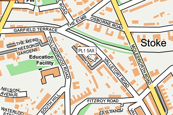 PL1 5AX map - OS OpenMap – Local (Ordnance Survey)