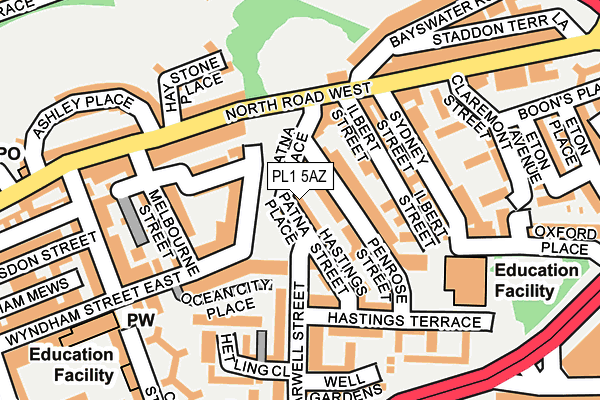 PL1 5AZ map - OS OpenMap – Local (Ordnance Survey)