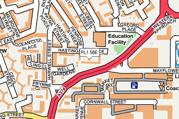 PL1 5BE map - OS OpenMap – Local (Ordnance Survey)