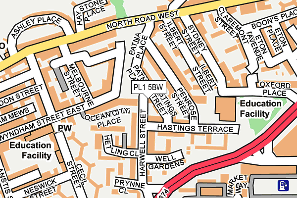 PL1 5BW map - OS OpenMap – Local (Ordnance Survey)