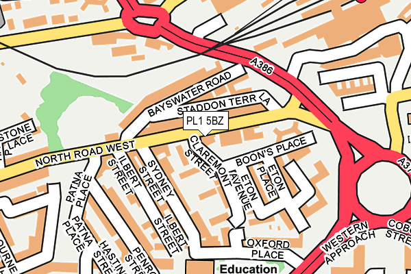 PL1 5BZ map - OS OpenMap – Local (Ordnance Survey)