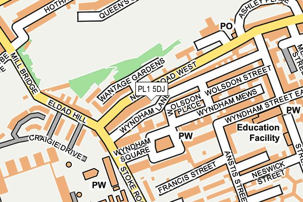 PL1 5DJ map - OS OpenMap – Local (Ordnance Survey)