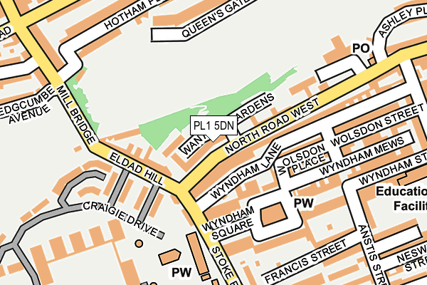 PL1 5DN map - OS OpenMap – Local (Ordnance Survey)