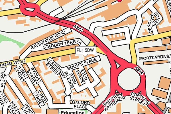 PL1 5DW map - OS OpenMap – Local (Ordnance Survey)