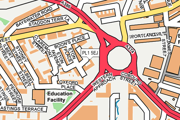 PL1 5EJ map - OS OpenMap – Local (Ordnance Survey)