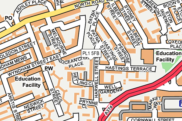 PL1 5FB map - OS OpenMap – Local (Ordnance Survey)