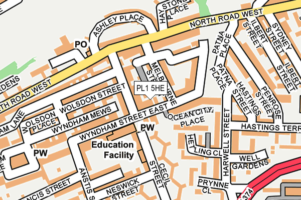 PL1 5HE map - OS OpenMap – Local (Ordnance Survey)