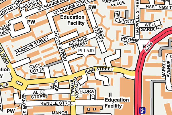 PL1 5JD map - OS OpenMap – Local (Ordnance Survey)