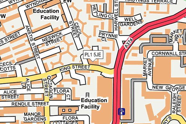 PL1 5JE map - OS OpenMap – Local (Ordnance Survey)