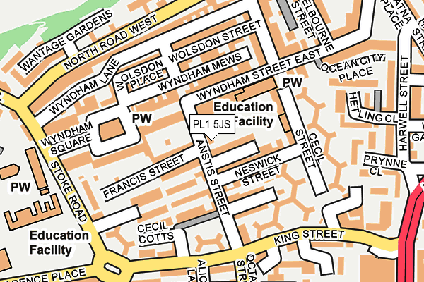 PL1 5JS map - OS OpenMap – Local (Ordnance Survey)
