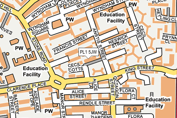 PL1 5JW map - OS OpenMap – Local (Ordnance Survey)