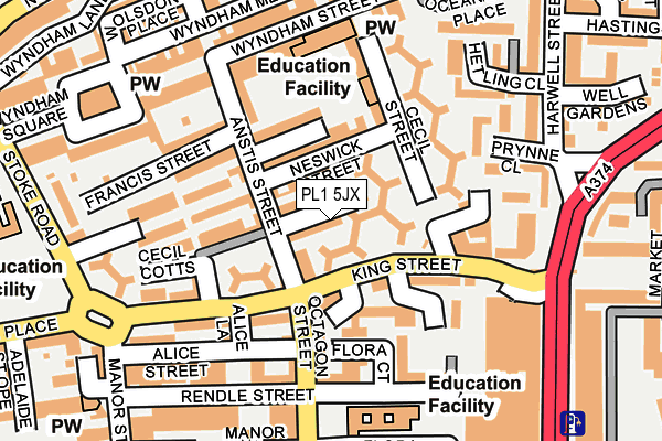 PL1 5JX map - OS OpenMap – Local (Ordnance Survey)