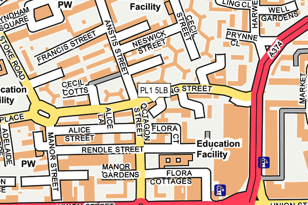 PL1 5LB map - OS OpenMap – Local (Ordnance Survey)