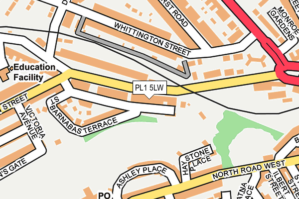PL1 5LW map - OS OpenMap – Local (Ordnance Survey)