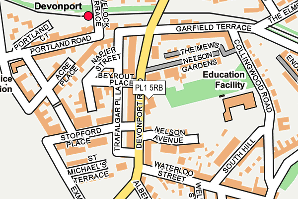 PL1 5RB map - OS OpenMap – Local (Ordnance Survey)