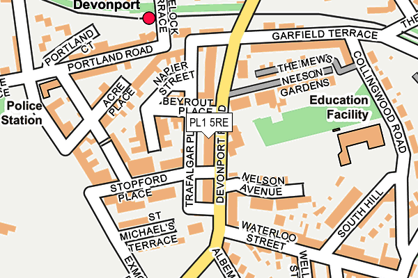 PL1 5RE map - OS OpenMap – Local (Ordnance Survey)