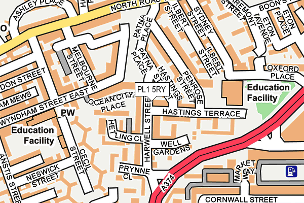 PL1 5RY map - OS OpenMap – Local (Ordnance Survey)