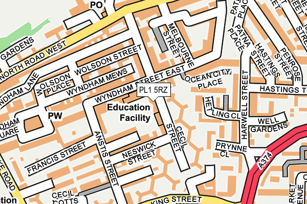 PL1 5RZ map - OS OpenMap – Local (Ordnance Survey)