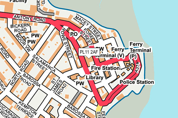 PL11 2AF map - OS OpenMap – Local (Ordnance Survey)