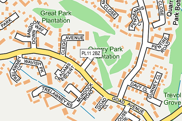 PL11 2BZ map - OS OpenMap – Local (Ordnance Survey)