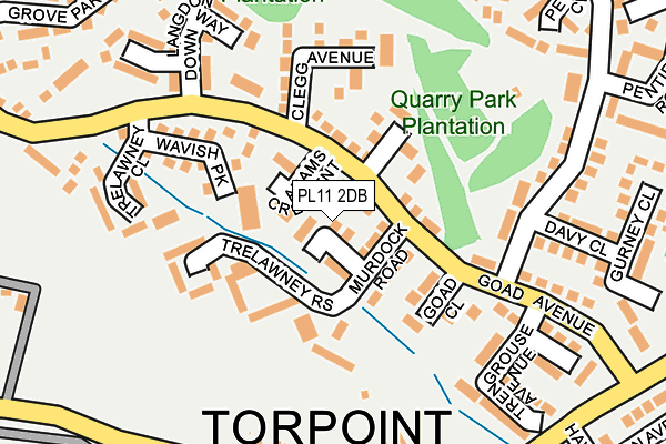 PL11 2DB map - OS OpenMap – Local (Ordnance Survey)