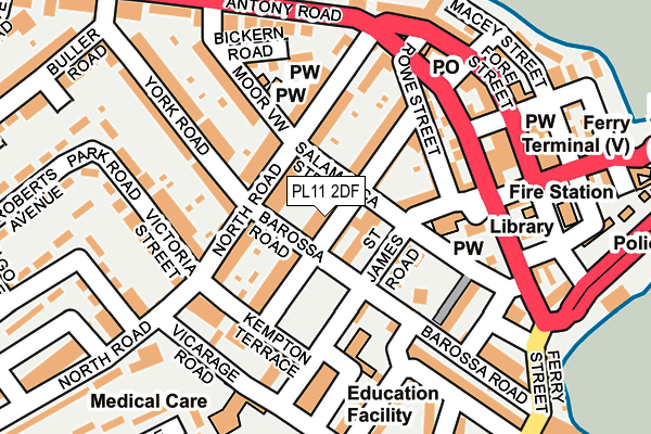 PL11 2DF map - OS OpenMap – Local (Ordnance Survey)