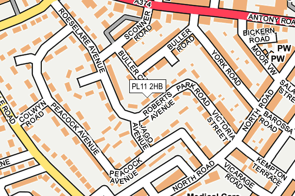 PL11 2HB map - OS OpenMap – Local (Ordnance Survey)