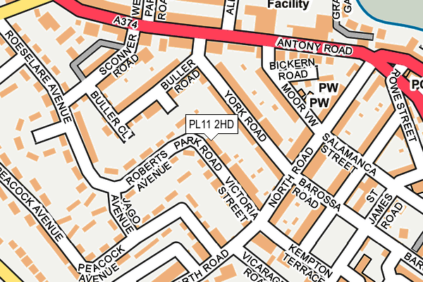 PL11 2HD map - OS OpenMap – Local (Ordnance Survey)