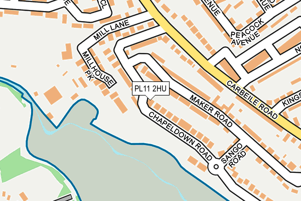 PL11 2HU map - OS OpenMap – Local (Ordnance Survey)