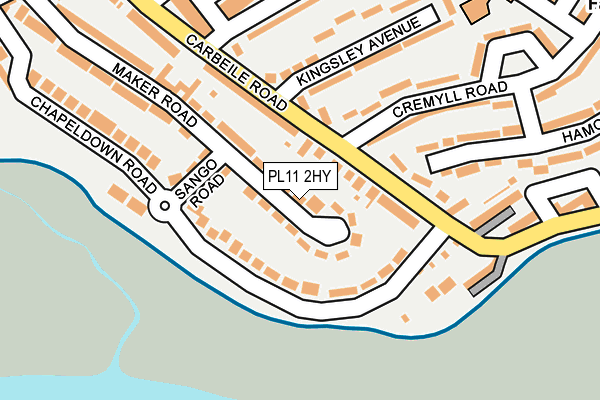 PL11 2HY map - OS OpenMap – Local (Ordnance Survey)