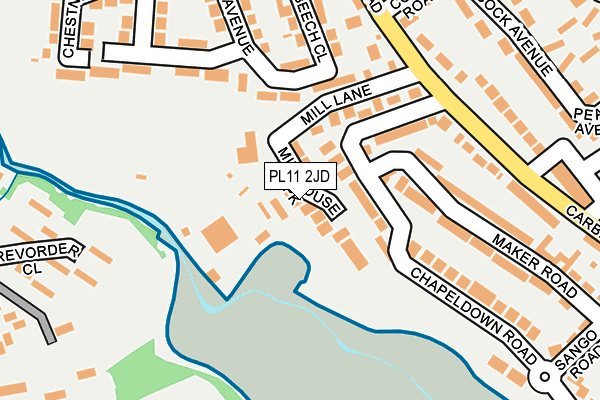 PL11 2JD map - OS OpenMap – Local (Ordnance Survey)