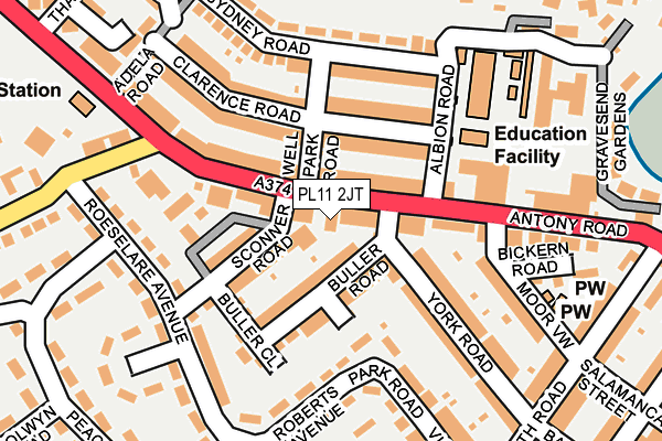 PL11 2JT map - OS OpenMap – Local (Ordnance Survey)