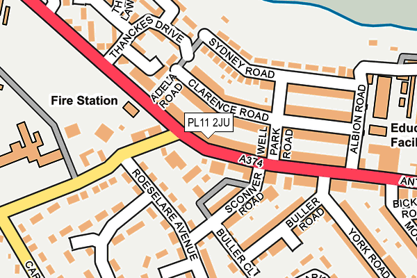 PL11 2JU map - OS OpenMap – Local (Ordnance Survey)