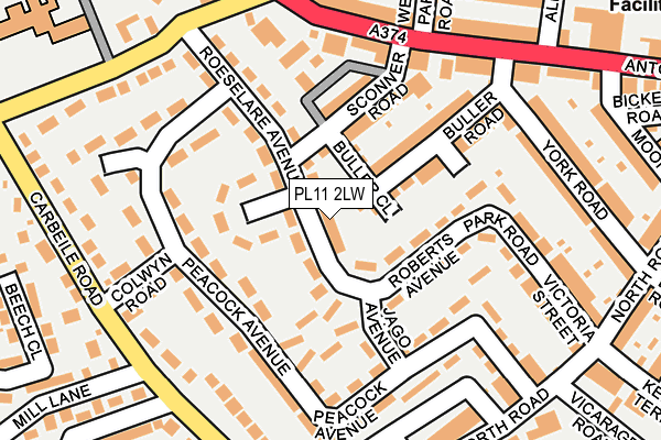 PL11 2LW map - OS OpenMap – Local (Ordnance Survey)